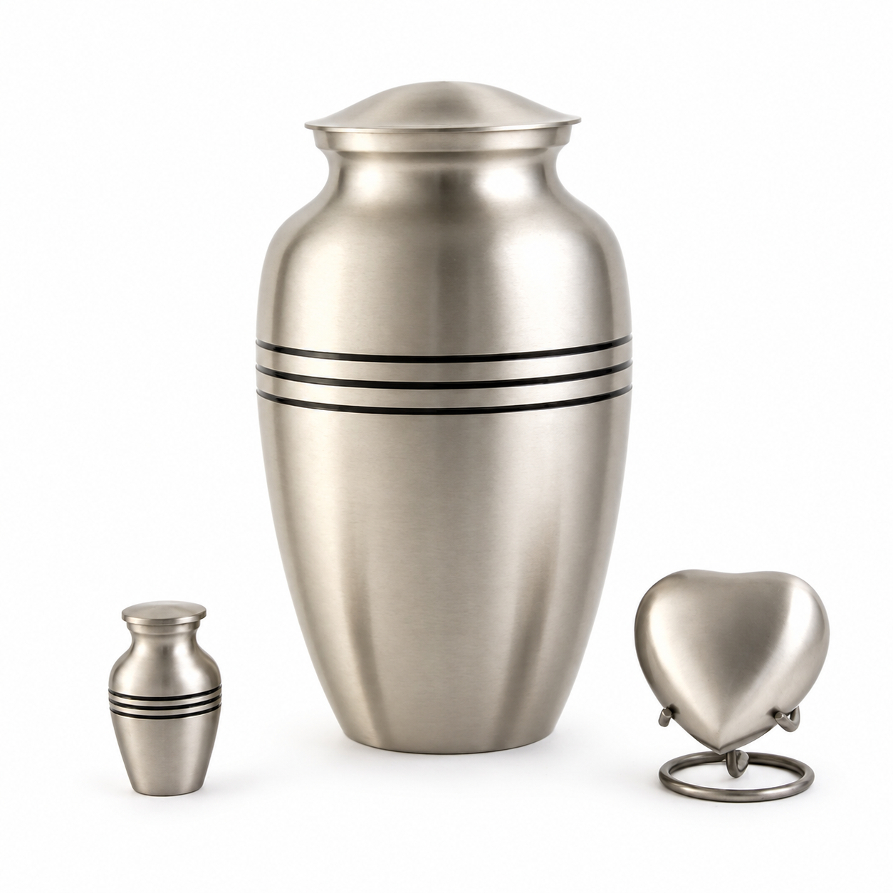 Brushed silver, with matching keepsakes.