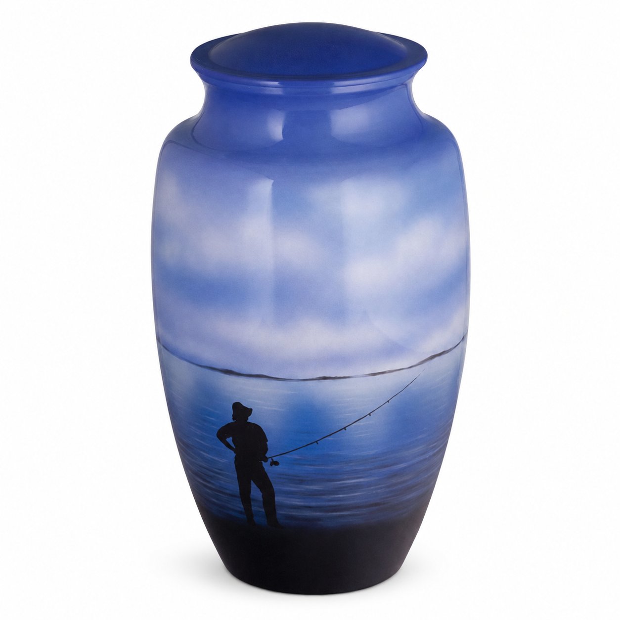 Blue fishing scene adult urn